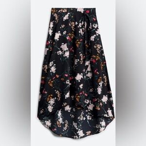 Le Lis Black Floral High Low Skirt